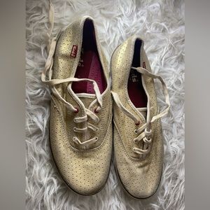 Metallic Gold Perforated Ked Sneakers